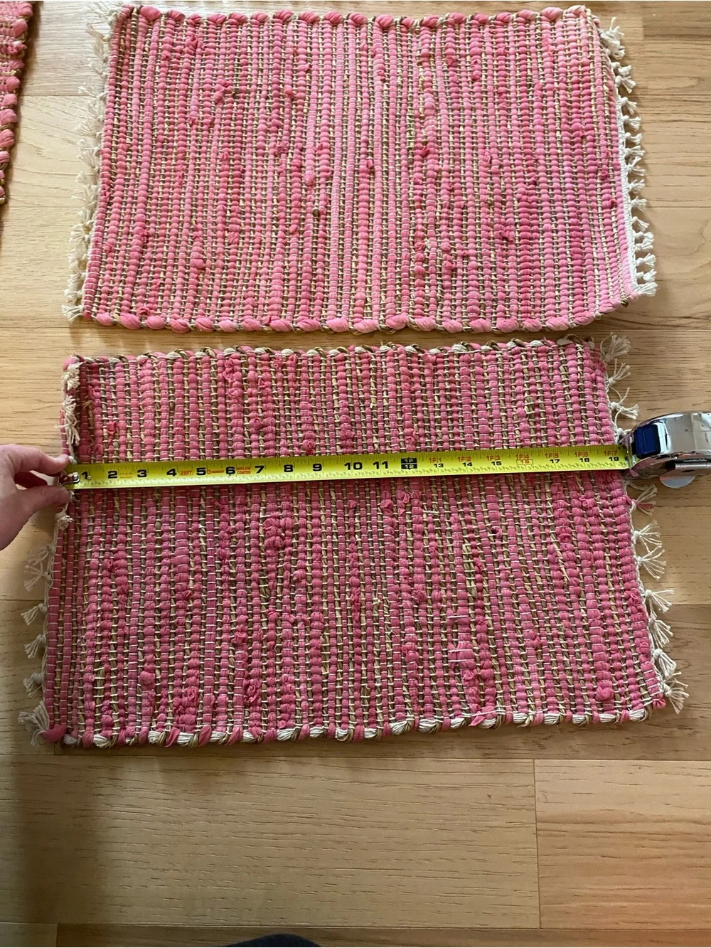 Rustic Pink & Jute Cord Rug Placemats Set of 6